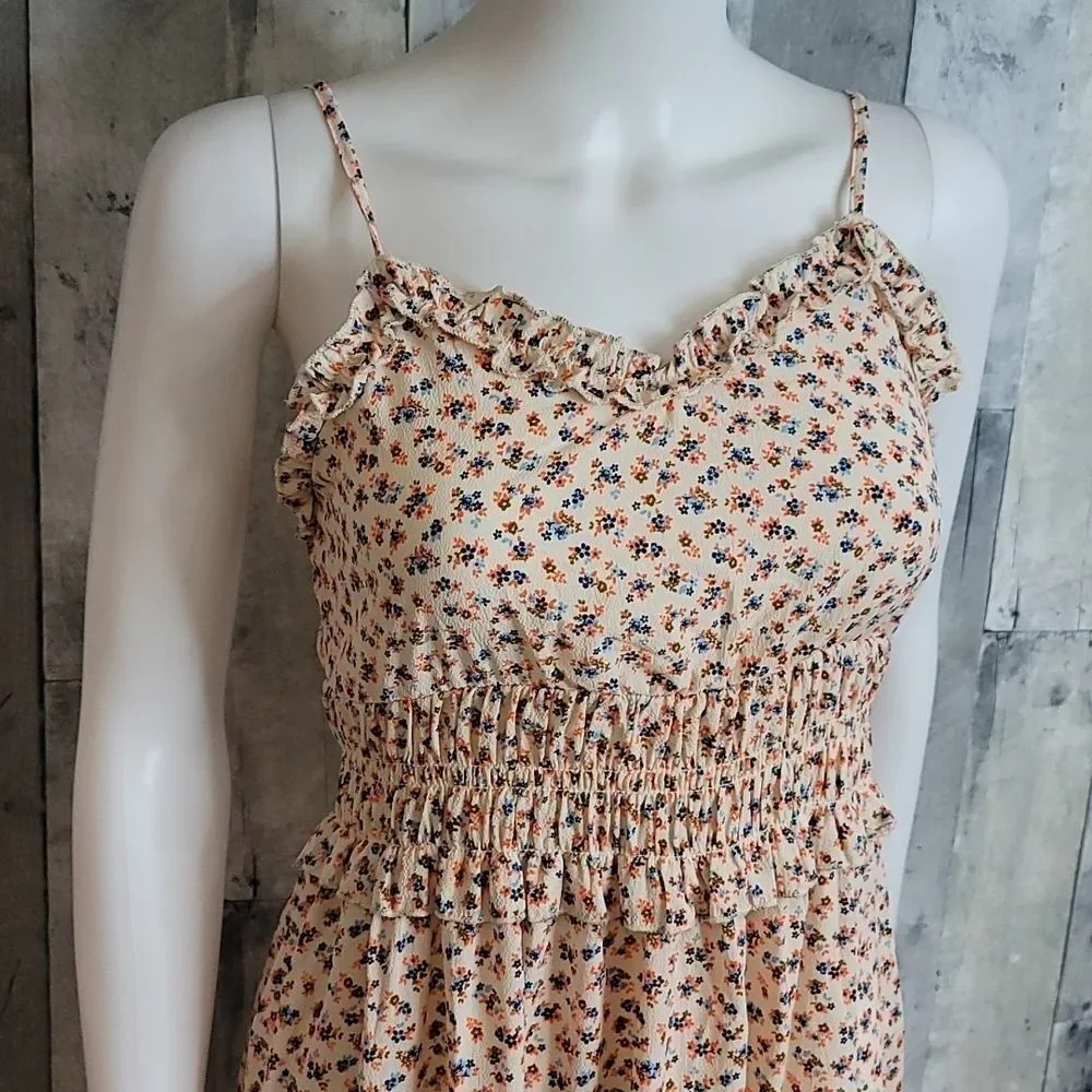 NWOT Angie Nordstrom Floral Ruched Midi Cottagecore Dress - Picture 3 of 10